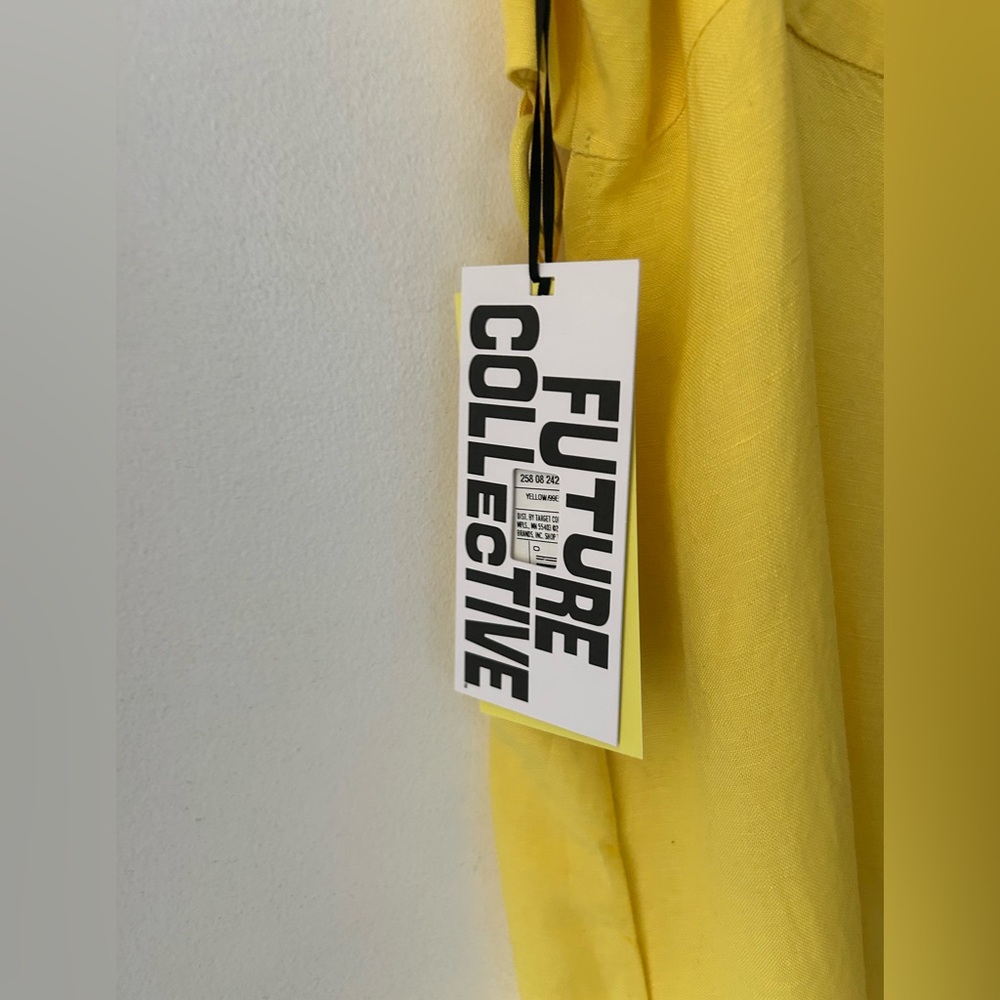 NWT Future Collective x Jenee Naylor Yellow Linen Blend Ring Maxi Dress Size 14 - Picture 7 of 10